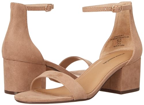 Image of Amazon Essentials Women's Two Strap Heeled Sandals with Adjustable Ankle Strap, Padded Memory Foam Insole