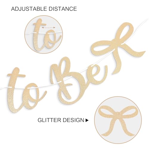 Image of Bride to Be Banner, Champagne Gold Bride to Be Bow Bachelorette Banner Sign