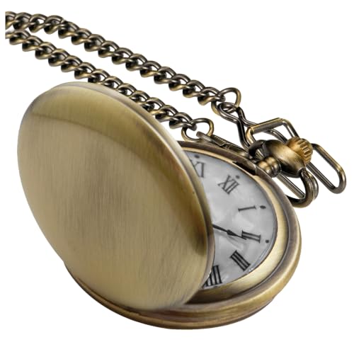 Image of Smooth Pocket Watch Alloy Steel Quartz Roman /Arabic Numerals with 37cm Chain for Father's Day Xmas Best Gifts