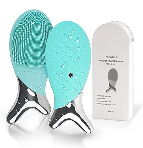 Facial Cleansing Brush with Ultra Hygienic Soft Silicone,PLAVOGUE 3 in 1 Waterproof Sonic Vibrating Electric face cleansing brush,facial scrub brush for Deep Cleansing,Massaging and Exfoliating