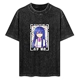 Higurashi When They Cry Furude Rika - Camiseta casual de verano de manga corta con cuello redondo y algodón, unisex, color negro, Negro, S