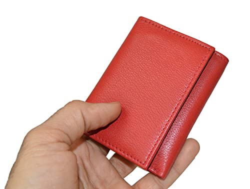 Image of LB LEATHERBOSS Boys Slim Compact Id and Coin Pocket Trifold Wallet (Red)