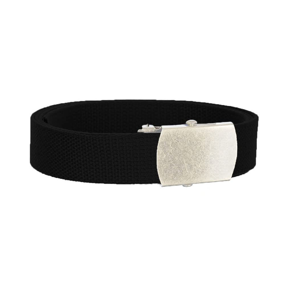 I Craft for Less Canvas Belt Military Style - Black Belt- Choose Size and Buckle Color (Antique Silver Buckle, S 30-32)