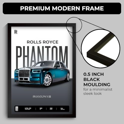 Image of Rolls Royce Phantom Poster | Framed Poster of Rolls Royce Car A4 Sized (31 x 23 cm) for Wall, Gift for Boys, Car Posters | Supercar Luxury Frames Hanging, Room Decor, Gifting | RR Phantom (F 031)