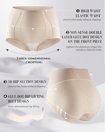 LEVAO Womens High Waisted Seamless Underwear Lace Stretch No Show Tummy Control Panties Full Coverage Briefs S-2XL3