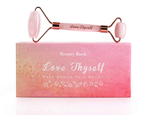 Rose Quartz Roller - Lymphatic Drainage Face Massager - Anti Aging Facial - No Squeak - Reduce Puffiness - Jade - Crystal - All Natural - Beautiful Skin for Women