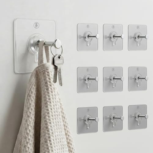 Image of Btag Frame Hooks for Wall Without Drilling |Reusable for Bathroom, Kitchen, and Home Decor | Heavy Duty for Wall Heavy Items | Nail Free Sticky Hook for Hanging Frames, Clocks, Keys (Transparent PO10)