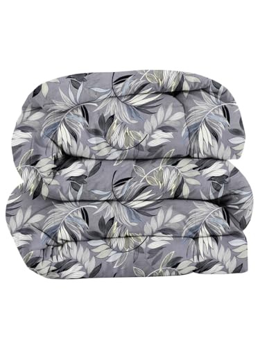 Image of HOMEKART 220 GSM Reversible Microfiber AC Comforter for King Size Bed | 3-Layer Quilted All-Season Duvet for Mild Winter | Soft & Breathable (220 x 240 cm, Floral, Grey & Black)