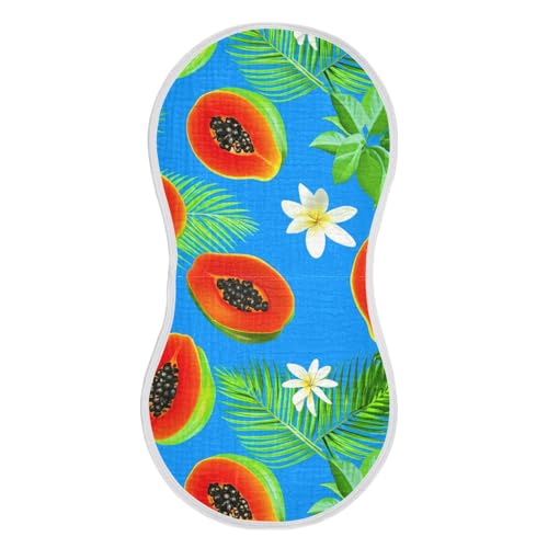 Papaya Frangipani Leaves Baby Burp Cloths Cotton Washcloths Soft Absorbent Burping Rags for Baby Boys Girl Muslin Burp Cloths 1 Pack