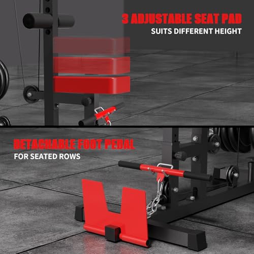 Image of VANSWE LAT Pull Down Machine Low Row Cable PullDown Machine with AB Crunch Harness and Removable Flip-up Foot Plate