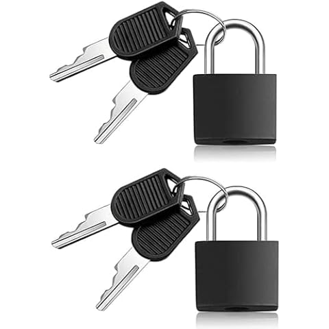 2 Pieces Luggage Locks Suitcase Padlocks Suitcase Locks with Keys Mini Brass Padlock Set for Travel Gym Locker Bags Holiday Cases (Black) Cover