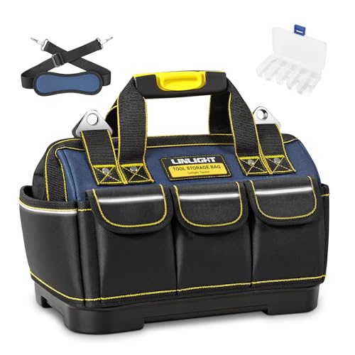 Bolsa Mala de Ferramentas Profissional Impermeável Base de Borracha Oxford 1680d com 14 Bolsos Cor Azul