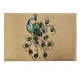 24'' x 16'' Coral Fleece Anti-Slip Rug Carpet Floor Door Mat (Peacock)