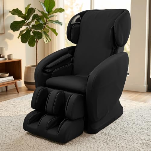 LIMIOFAQ Full Body Shiatsu Massage Chair Cover Slipcover Recliner Dustproof Protector Chair Cover Washable Sweat-Resistant Stretch Fabric Sofa Covers for Most Massage Chairs Black Body+Foot