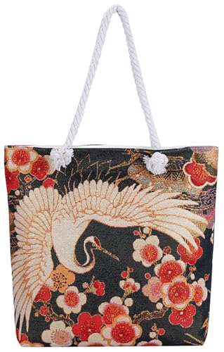 STARDICE Aesthetic reusable Eco Shoppping Beach Tote Canvas Travel Shoulder Bag with Pocket Zipper