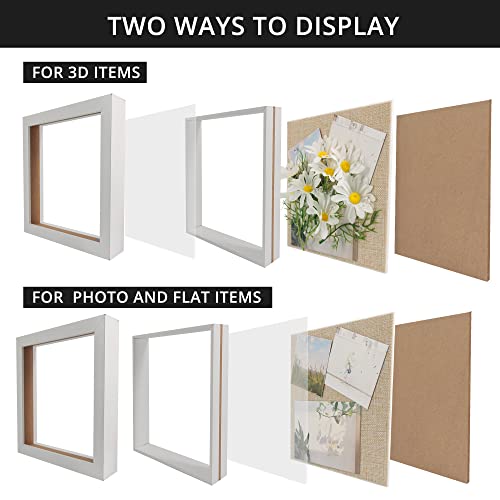 GraduationMall 8x8 3D White Shadow Box Frame Deep Display Frame with Linen Back,Ideal for Memorabilia Pictures Flowers Medals Tickets,Tabletop and Wall Hanging - Image 3