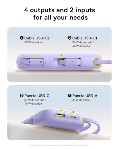 Power Bank PD3.0 QC4.0 Baseus 45W con carga rápida integrada 4