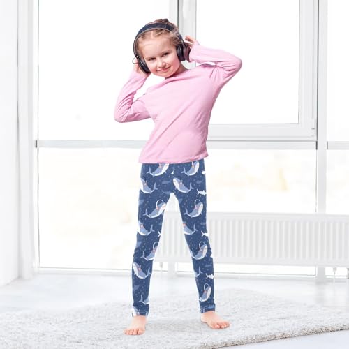 Headphone Shark Music Note Girls Leggings Ultra Soft Compression Yoga Gym Pants for Kids 4-10T4