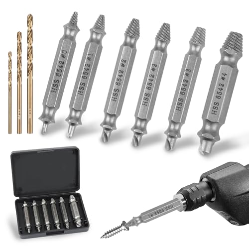 9 Stück Schraubenausdreher Set, Doppelkopf Linksausdreher Set...