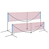PATIKIL 20Ft Tragbare Badminton Netz Pickleballnetz Set Höhe Einstellbare Tennis Netz mit Tragetasche für Volleyball Fußball Draußen Hinterhof Strand Schwarz