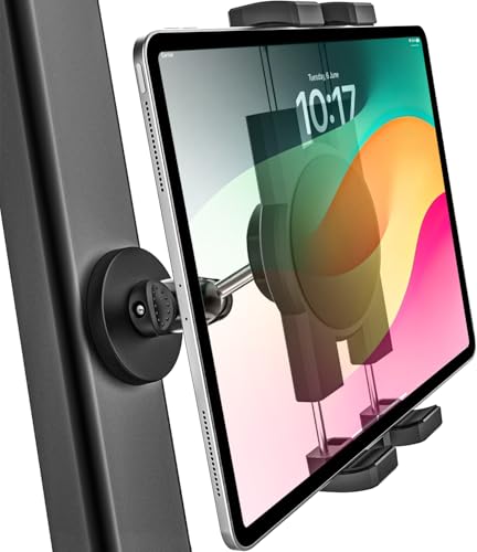 Magnetic Tablet Holder, Metal iPad Magnetic Mount for Fridge/Metal Surface/Cabinet/Whiteboard/Gym Equipment/Warehouse, Compatible with 4.7-13