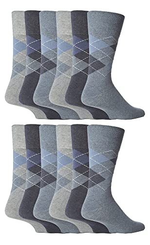 Chaussettes sans élastique homme pour jambes lourdes bleu losanges