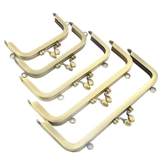 Metalowe zapięcia do torebek, Gładka powierzchnia bez otworu śruba torebka rama 10/12.5/15/18/20 cm DIY Kiss Lock torba Kiss zapięcie Lockv(Mix Size 5pcs)