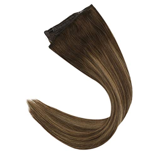 20inch dark brown balayage caramel blonde halo hair extensions