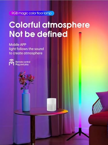 Image of Fire turtle Smart LED Floor Night Light, Remote Control, RGB Color Changing Light for Living Room, Bedroom, or Gaming Room - Modern Ambience Lighting