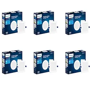 PHILIPS Astra Sleek 15-watt Square LED Downlighter | LED Ceiling Light for Home and Hall | Cut Out: 140 mm, Color: Cool Day Light, Pack of 6