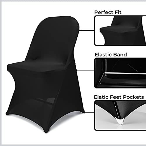 Babenest 100PCS Spandex Folding Chair Covers, Halloween Upgraded Universal Stretch Washable Fitted Chair Slipcovers Protector for Wedding, Holidays, Banquet, Party, Celebration (Black) - Image 6