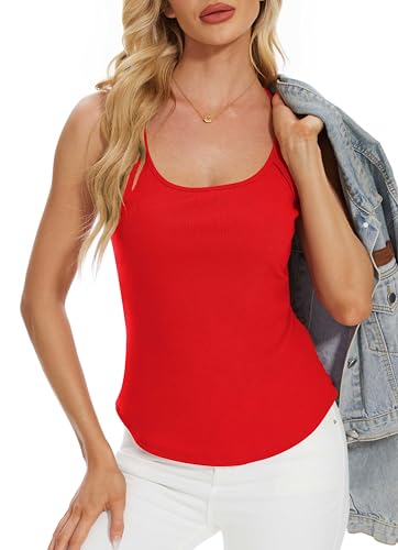 QUEZHU Women's Square Neck Sleeveless Slim-Fit Tank Ribbed Summer Solid Color Basic Tight Tank Tops3