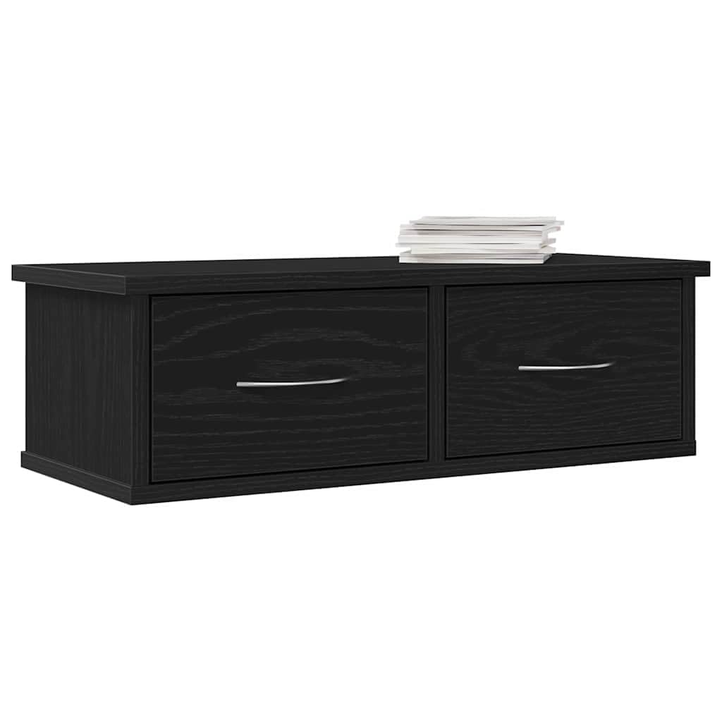vidaXL Wall Cabinet Black Oak 60 x 26 x 18.5 cm Engineered Wood, Living Room, Rectangular Design with Durable Wall Shelves, Modern Cabinets, Ample Storage Solutions for Home Organization