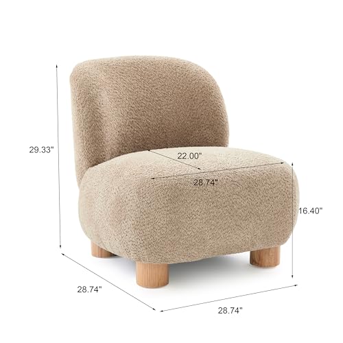 Sillón moderno sin brazos con patas de madera marrón claro miniatura 2