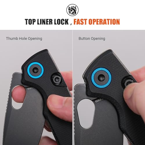 Image of Vosteed Porcupine EDC Folding Knife, 2.99'' 14C28N Steel Big Belly Blade, Top Liner Lock Micarta Handle - Lightweight Pocket knives for Men & Women Camping Hiking - A2601