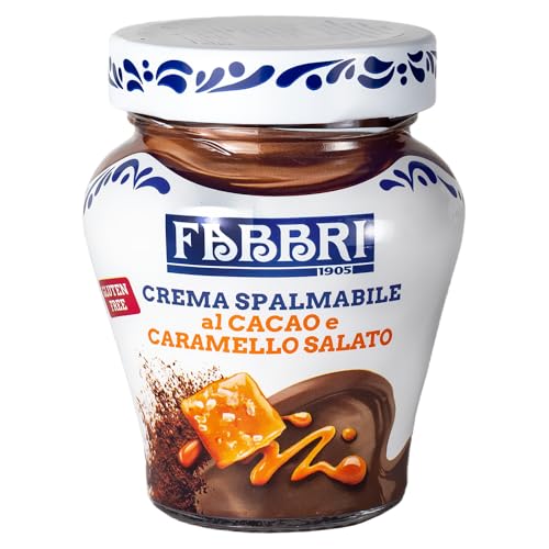 Fabbri Crème à Tartiner Cacao & Caramel Salé 200 g – Sans gluten, fabriquée en Italie – Pâte à tartiner gourmande