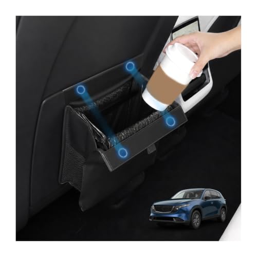 Image of for Car Trash Bag for 2021-2026 Mazda CX-5 Rear Seat Hanging Trash Can with Magnetic Closure PU Leather Trash Bin Foldable Garbage Bag & Organizer