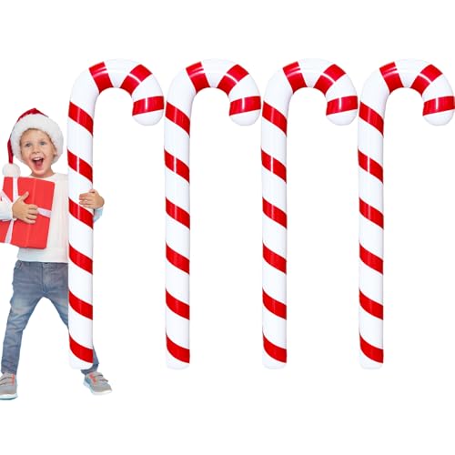 4 Pcs 45 Inch Inflatable Christmas Candy Canes,Large Xmas Candy Canes Balloons For Christmas Indoor And Outdoor Party Decorations Winter Holiday Supplies