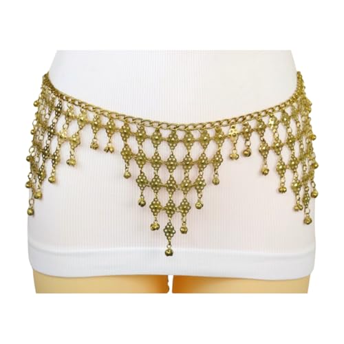 Women Belly Dance Fashion Belt Hip Waist Ethnic Vintage Bells Waistband Size M L z2453