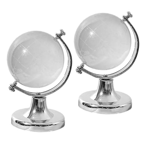 Gogogmee 2pcs Crystal Desktop Globe Earth Mini World Map Decor Home Office Decor