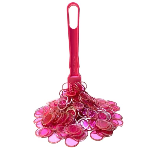 Fonyiunce Kit de Bingo Magnétique,1 Bâton Magnétique + 100 Jetons Loto,Jetons Magnétiques avec Stick,Jeu Éducatif pour Enfants et Accessoire Pratique de Stockage (Rose)