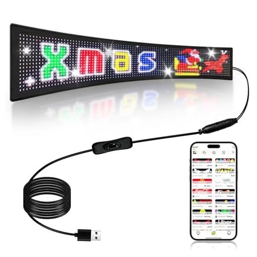 LED Sign, 23"x5" Programmable LED Sign with Bluetooth APP Control - Huge Bright Scrolling Text/Animations for Car, Store, Christmas Advertising (Pre-Made & Custom Modes)