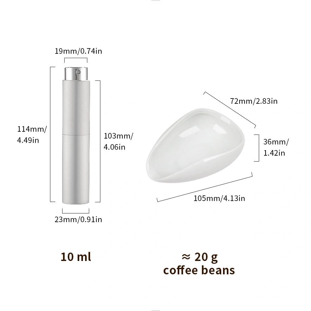 watchget Coffee Bean Dosing Cup & Static Reduction Spray Bottle Kit for Espresso Bar, Ceramic Single Dose Tray for Brewing/Tea, Barista Accessories Set, White
