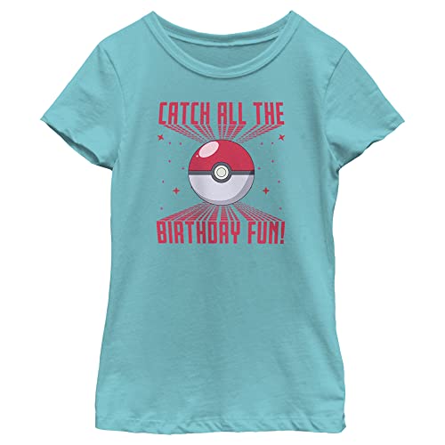 T-shirt Pokémon fille manches courtes bleu tahiti S motif pokeball confortable