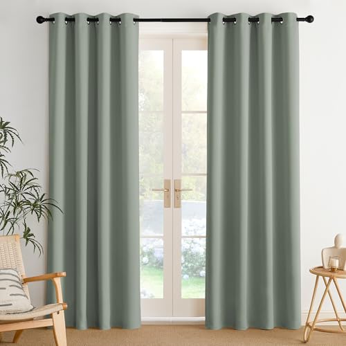Image of NICETOWN Room Darkening Draperies Curtains Panels, 2 Panels Sage Green W52 x L84