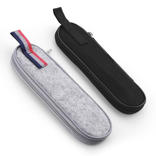Sekonow Pacote com 2 estojos de viagem, bolsa de transporte de talheres de feltro, bolsa de talheres com zíper, suporte de talheres, portátil, manga de armazenamento para pauzinhos, colher, faca