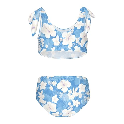 KLL Blue Flowers Girls' Two Piece Bikini Set Quick-Dry Bathing Suit Swimwear Adjustable Shoulder Strap2