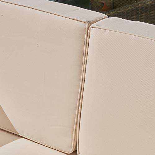 Great Deal Furniture Dawson Outdoor Sectional Loveseat Set - 2-Seater - Acacia Wood - Outdoor Cushions - Teak And Beige #TOP7