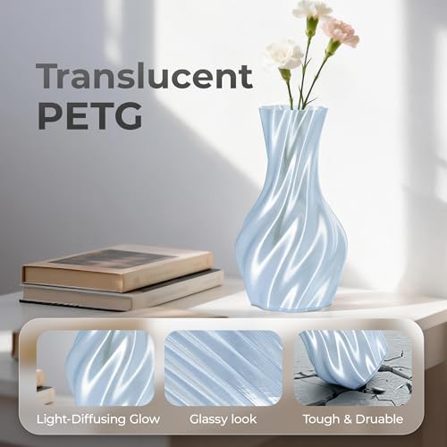Image of Official Creality PETG 3D Printer Filament 1.75mm 1KG (2.2lbs), High Precision, Strong Toughness, Odorless, Better Flow, Moistureproof 3D Printing CR PETG Filament, Translucent Light Blue