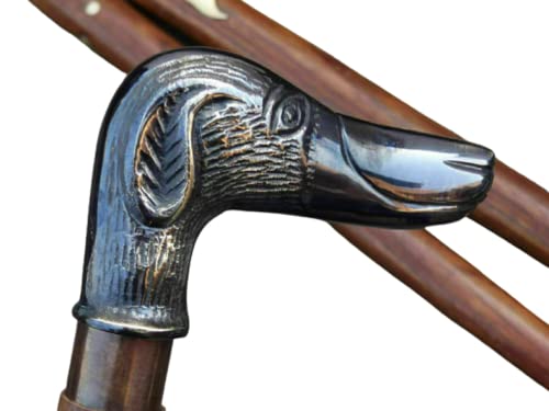 Brass Dog Head Handle Walking Stick Cane for Adults, Unique Vintage Look Decorative Gentleman Walking Sticks and Canes, Antique Handmade Classic Walking Stick by Luxury Handicraft